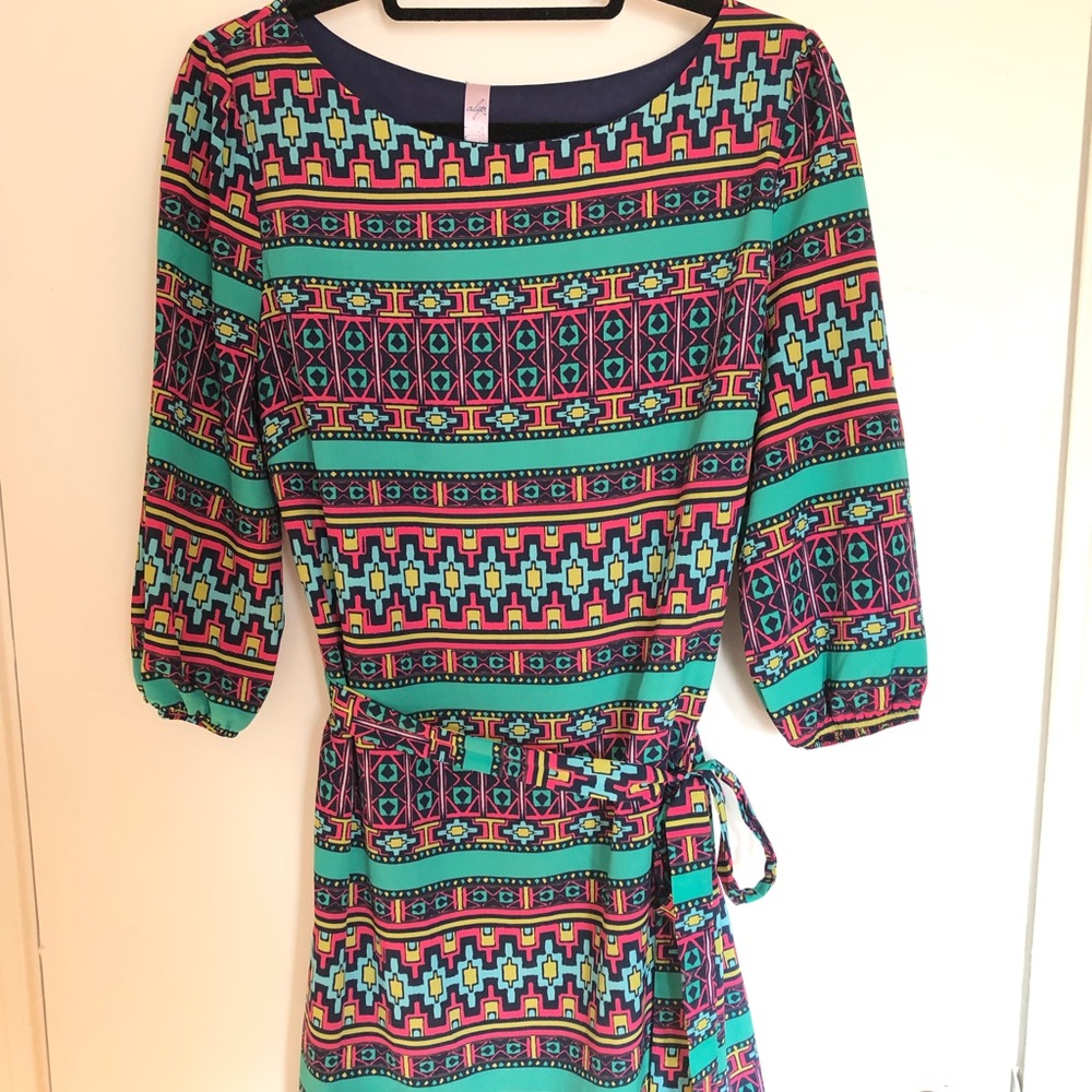 Francesca’s Alya - Aztec Tie-Front Dress